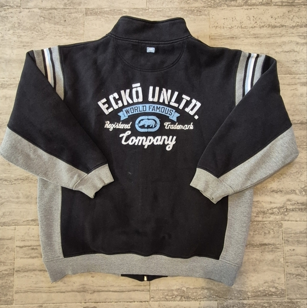 Ecko Unlimited Black and Gray Men's Zip-Up Jacket - Picture 2 of 5